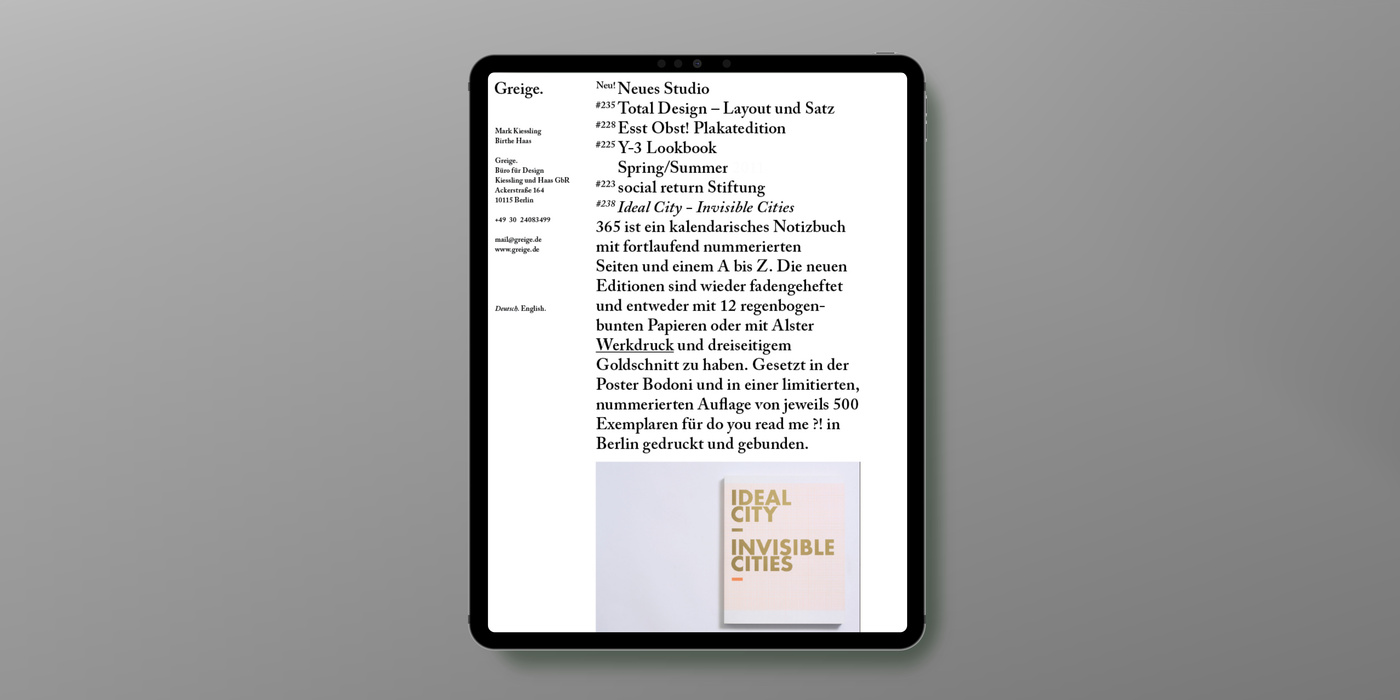 TYPO3 Programmierung Website für Greige Berlin.